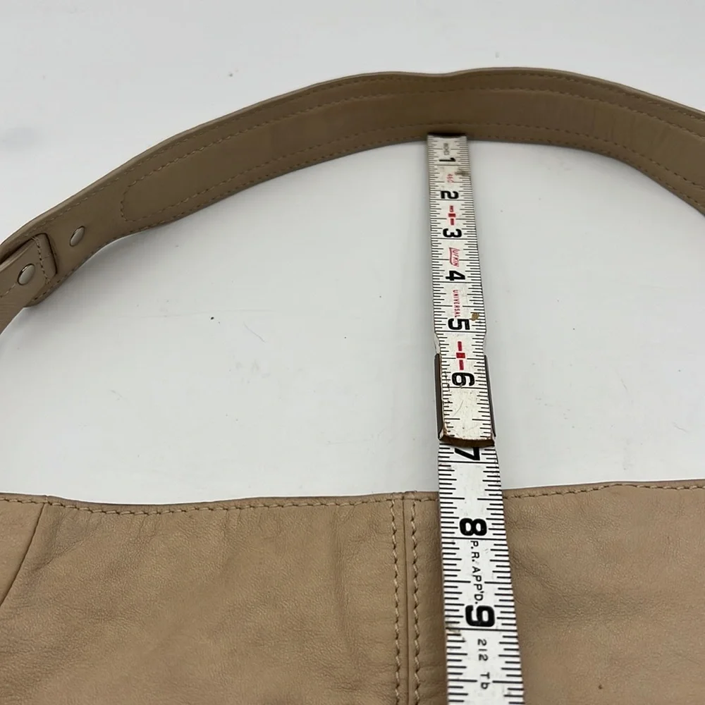 Tignanello Large Beige Leather Hobo Shoulder Bag